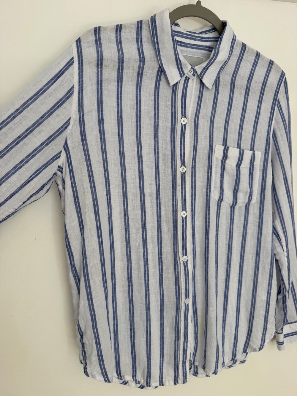 Rails "Charli" Villa Stripe Blue White Linen Blend Button Down Shirt Lightweight - Picture 6 of 17